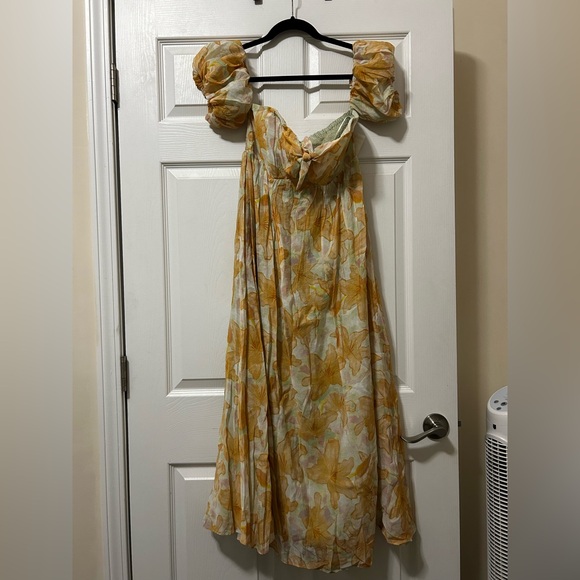 ASTR The Label Off Shoulder Midi Dress - Orange Tropical - Medium - Picture 3 of 7